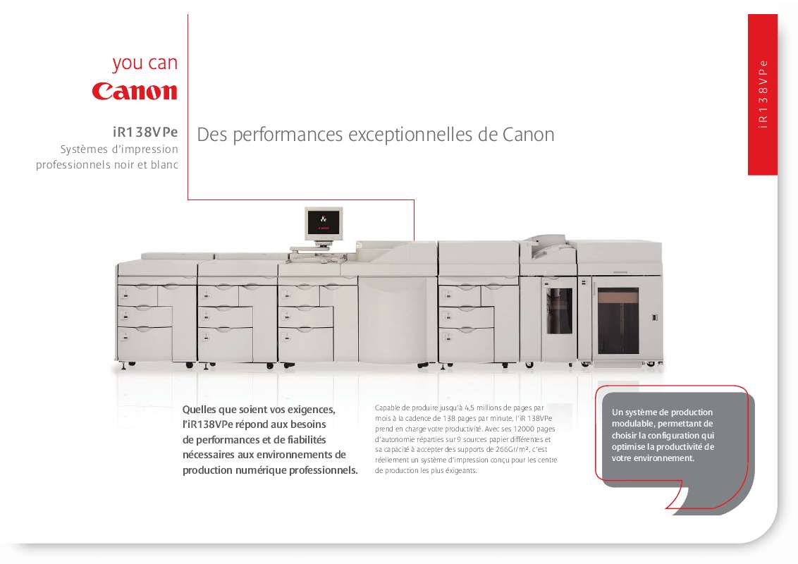 Guide utilisation CANON IR 138 VPE  de la marque CANON