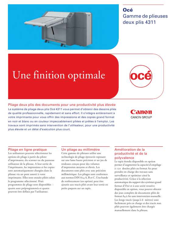 Guide utilisation CANON OCE 4311 FULLFOLD  de la marque CANON