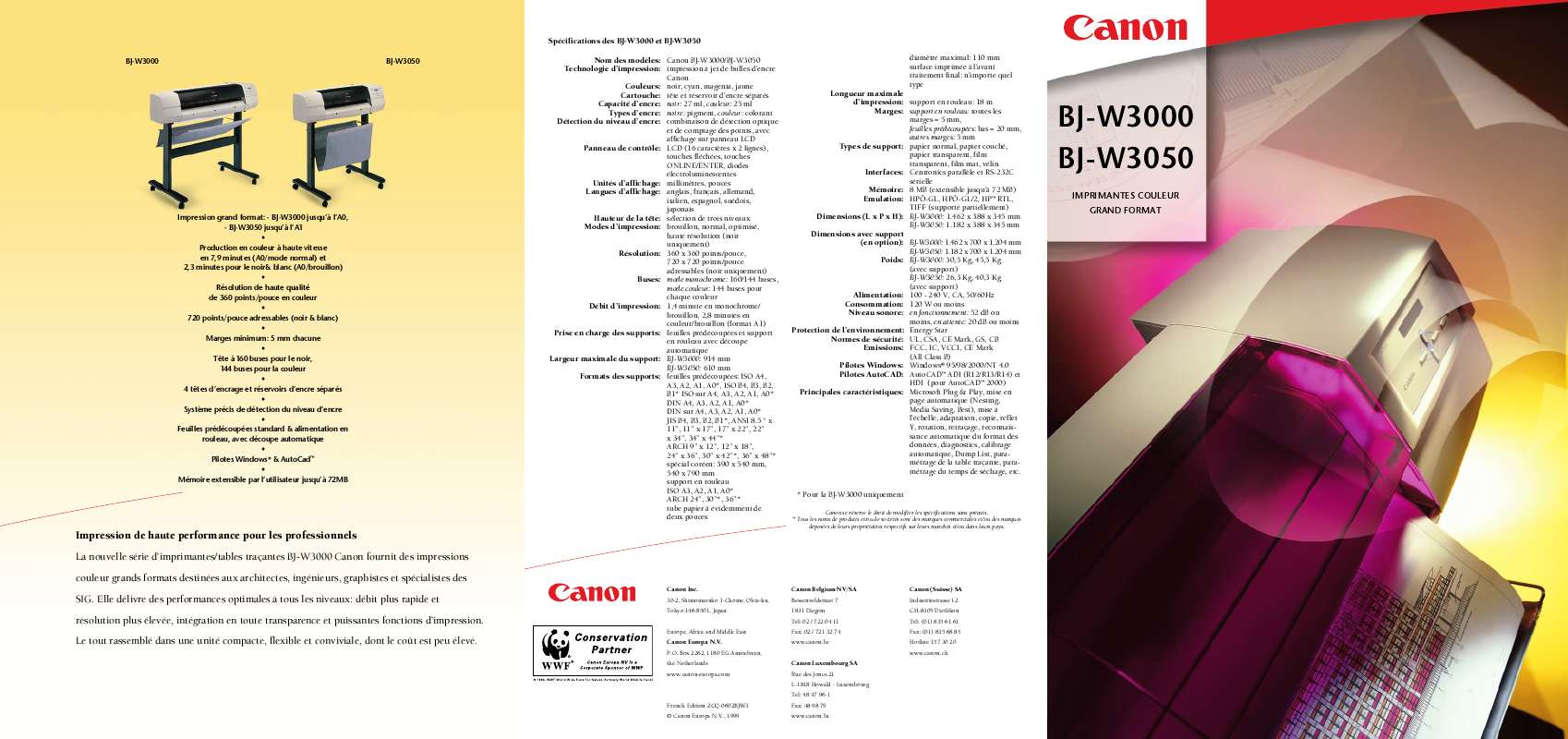 Guide utilisation CANON W 3000  de la marque CANON