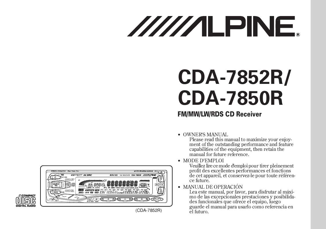 Guide utilisation ALPINE CDA-7852R  de la marque ALPINE