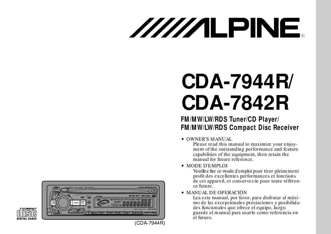 Guide utilisation ALPINE CDA-7944R  de la marque ALPINE