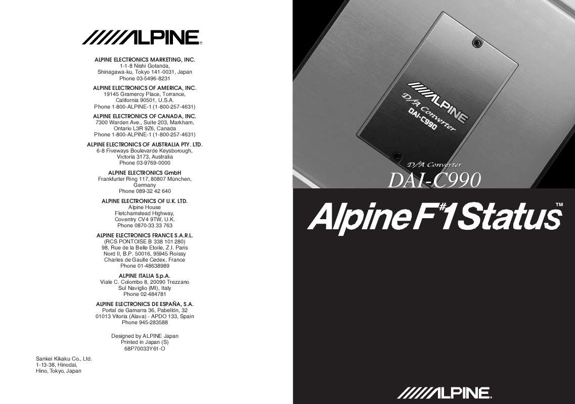 Guide utilisation ALPINE DAI-C990  de la marque ALPINE