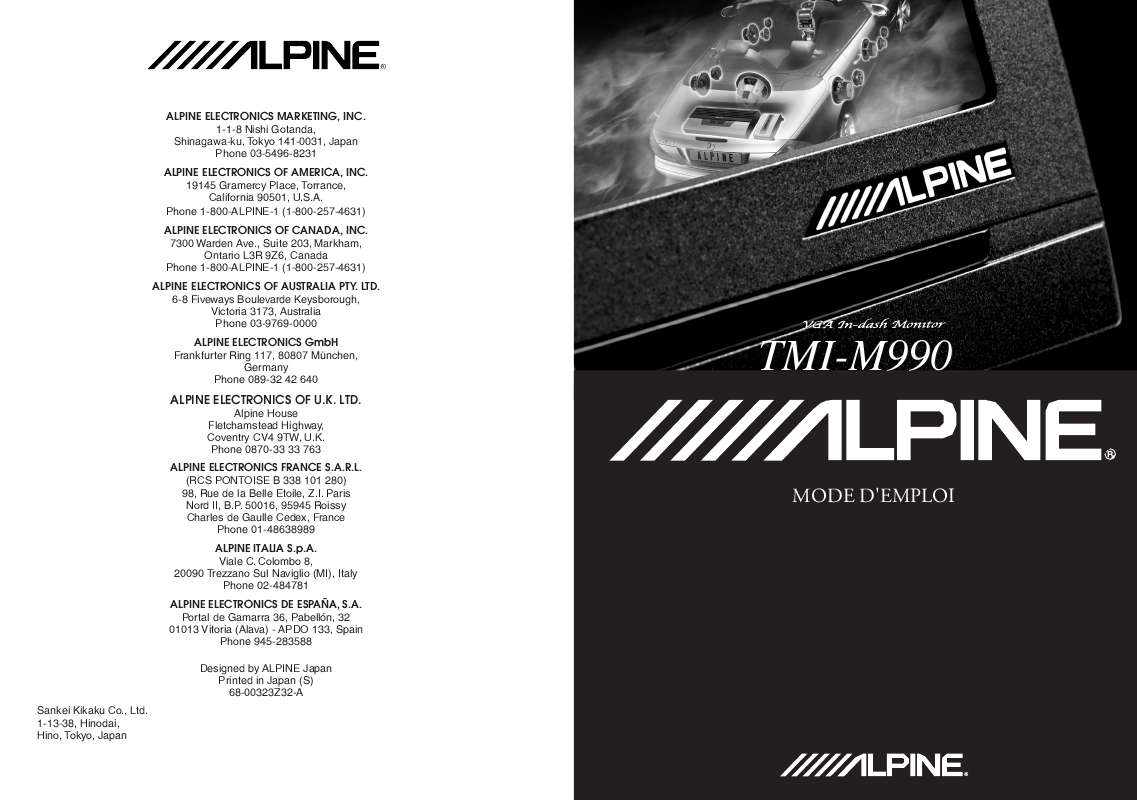 Guide utilisation ALPINE TMI-M990  de la marque ALPINE