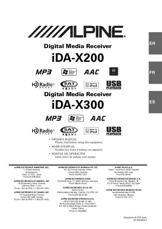 Guide utilisation ALPINE IDA-X300  de la marque ALPINE