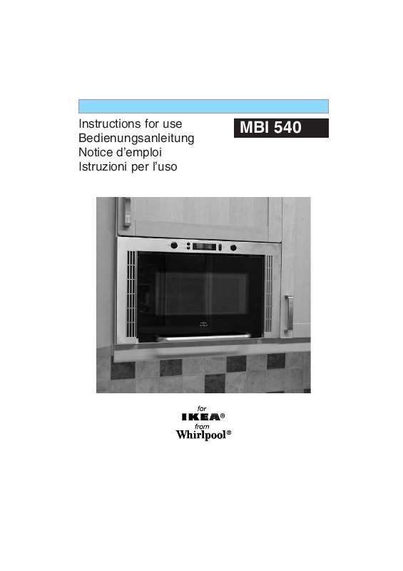 Guide utilisation WHIRLPOOL MBI 540 S  - MODE D'EMPLOI de la marque WHIRLPOOL