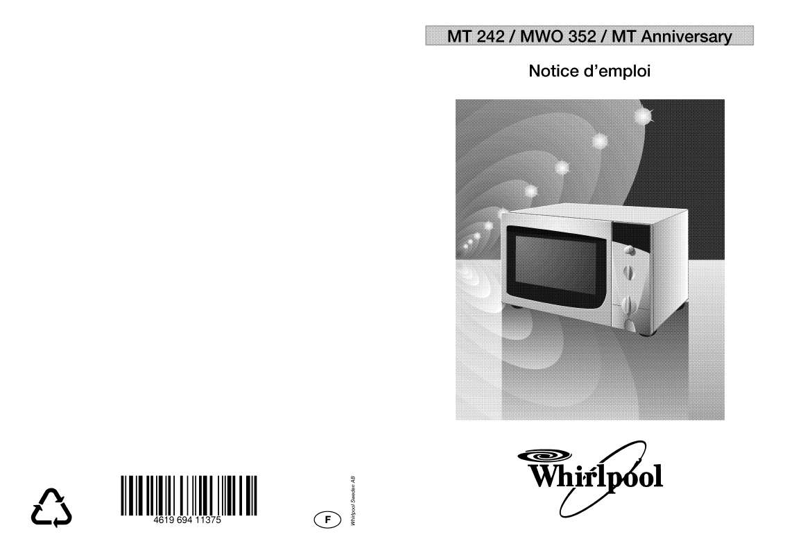 Guide utilisation WHIRLPOOL MT 242  - MODE D'EMPLOI de la marque WHIRLPOOL