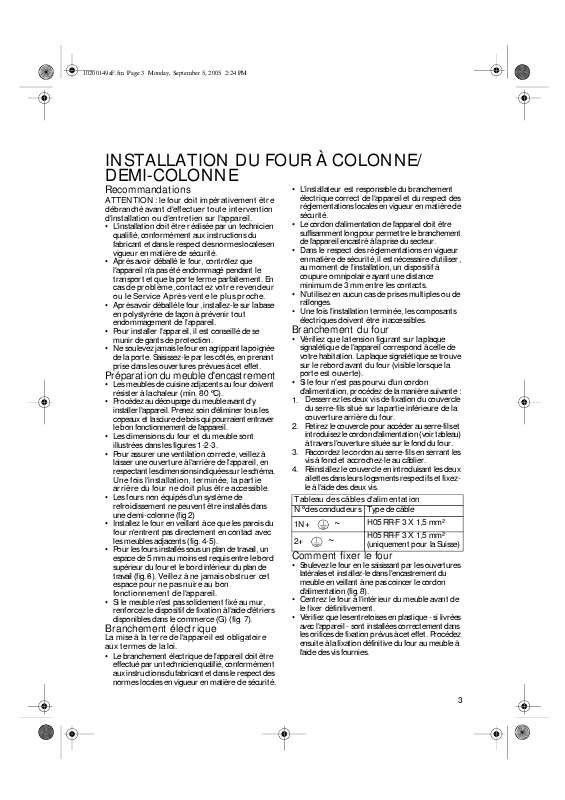Guide utilisation WHIRLPOOL AKL 874 IX  - GUIDE D'INSTALLATION de la marque WHIRLPOOL