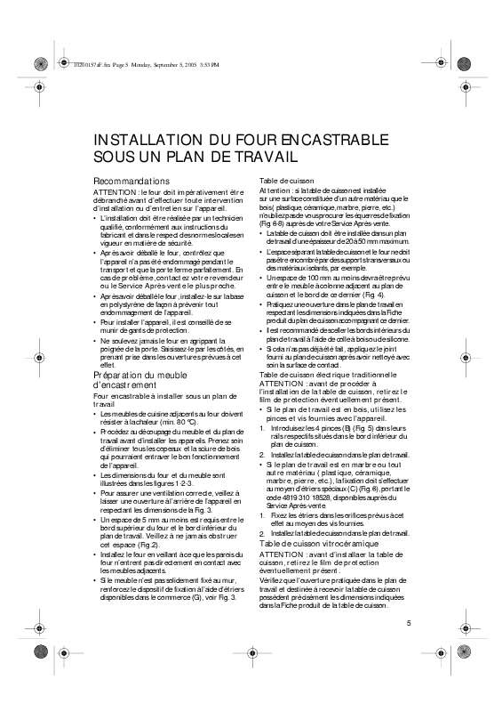 Guide utilisation WHIRLPOOL AKP 301 IX  - GUIDE D'INSTALLATION de la marque WHIRLPOOL