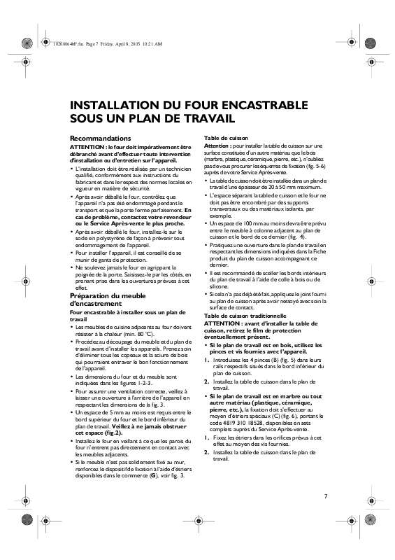 Guide utilisation WHIRLPOOL AKP 368 IX  - GUIDE D'INSTALLATION de la marque WHIRLPOOL