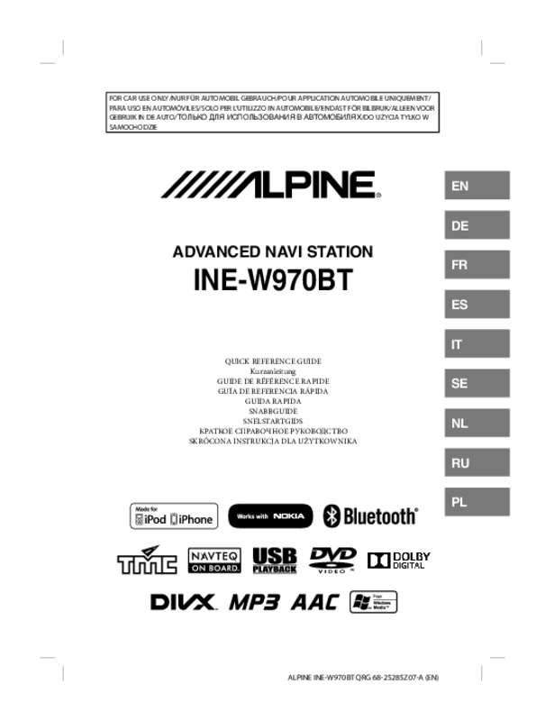 Guide utilisation ALPINE INE-W970BT  de la marque ALPINE