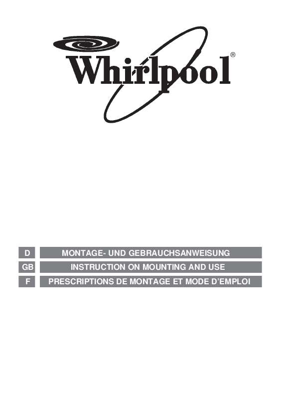Guide utilisation WHIRLPOOL AKR 754 IX  - MODE D'EMPLOI de la marque WHIRLPOOL