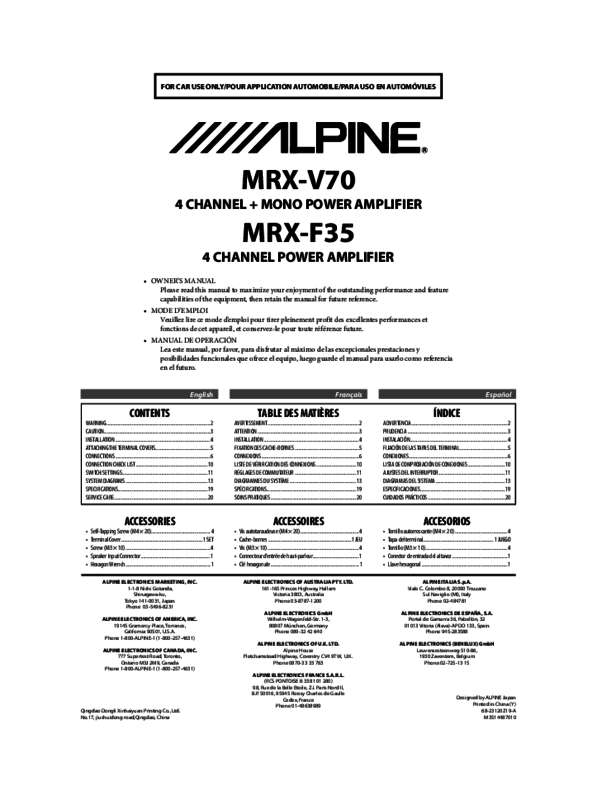 Guide utilisation ALPINE MRX-F35  de la marque ALPINE