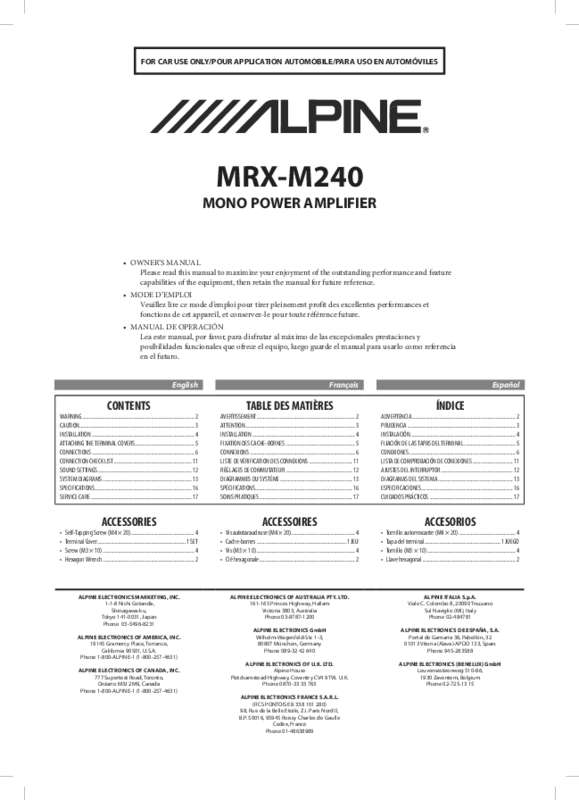 Guide utilisation ALPINE MRX-M240  de la marque ALPINE