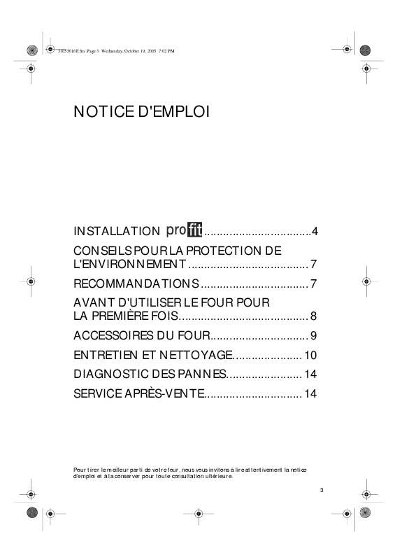 Guide utilisation WHIRLPOOL AKZ 210 IX  - MODE D'EMPLOI de la marque WHIRLPOOL