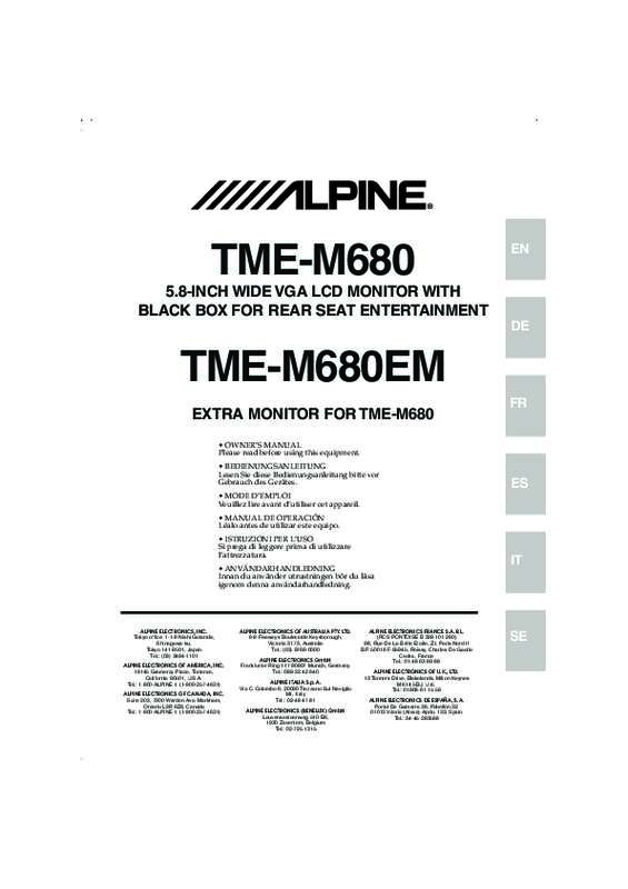 Guide utilisation ALPINE TME-M680EM  de la marque ALPINE