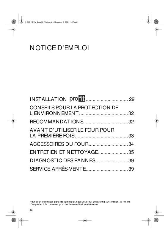 Guide utilisation WHIRLPOOL AKZ 669/IX/01  - MODE D'EMPLOI de la marque WHIRLPOOL