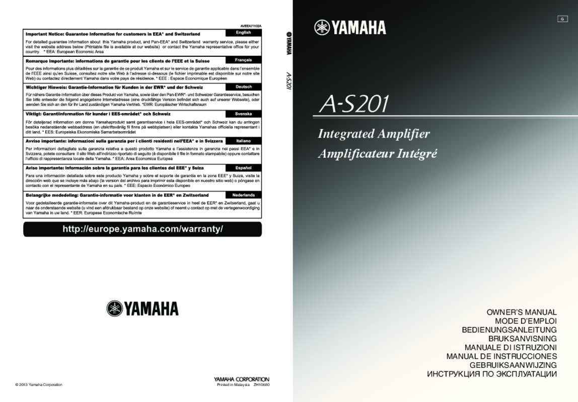 Guide utilisation YAMAHA A-S201  de la marque YAMAHA