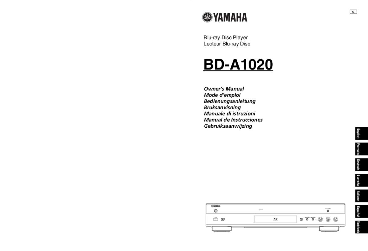 Guide utilisation YAMAHA BDA1020  de la marque YAMAHA