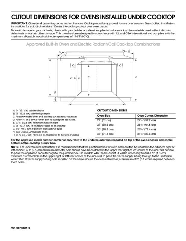 Guide utilisation WHIRLPOOL G9CE3675XS  - INSTALLING OVEN UNDER COOKTOP de la marque WHIRLPOOL