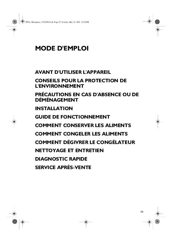 Guide utilisation WHIRLPOOL AFG 6636 DGT  - MODE D'EMPLOI de la marque WHIRLPOOL