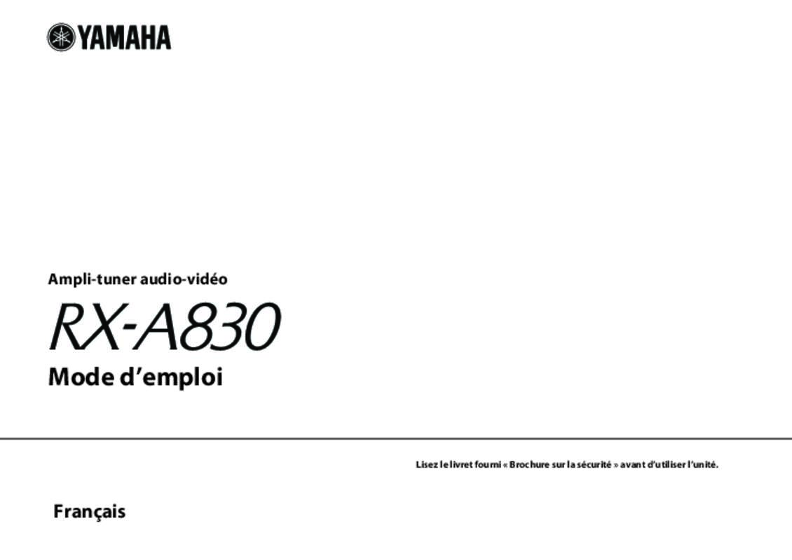 Guide utilisation YAMAHA RX-A830  de la marque YAMAHA
