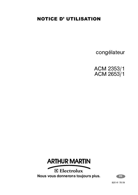 Guide utilisation ARTHUR MARTIN ACM 2353 de la marque ARTHUR MARTIN