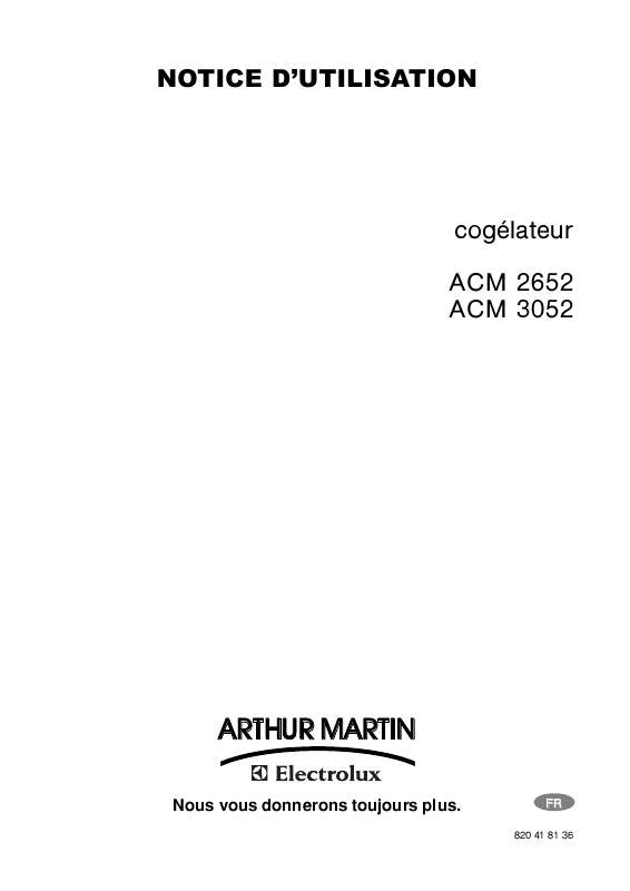 Guide utilisation ARTHUR MARTIN ACM 3052 de la marque ARTHUR MARTIN
