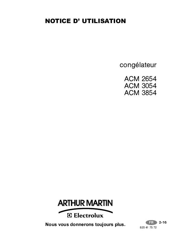 Guide utilisation ARTHUR MARTIN ACM 3054 de la marque ARTHUR MARTIN