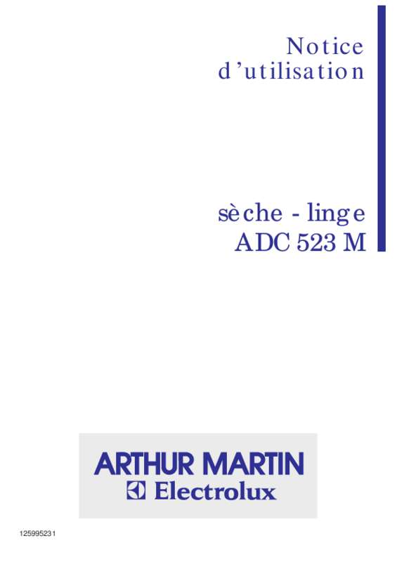Guide utilisation ARTHUR MARTIN ADC 523 M de la marque ARTHUR MARTIN