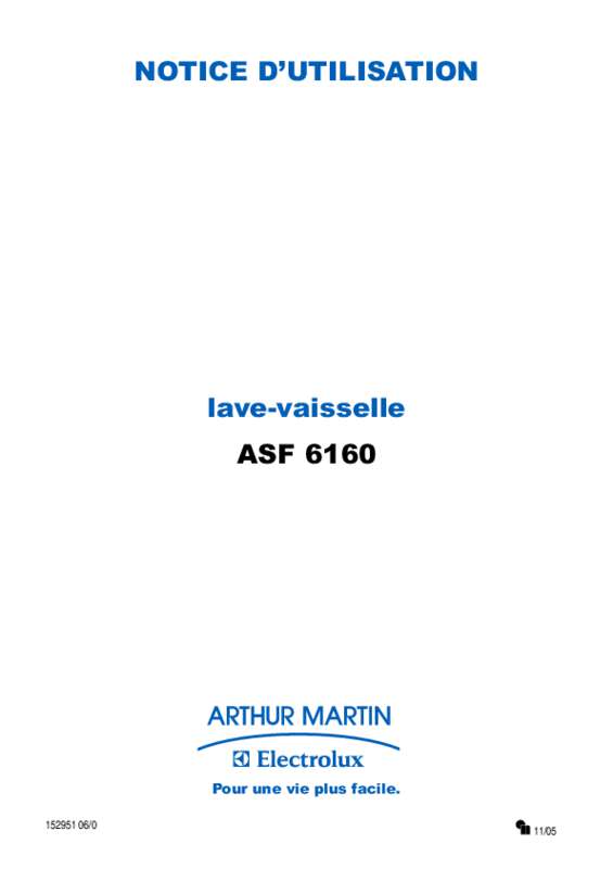 Guide utilisation ARTHUR MARTIN ASF 6160 de la marque ARTHUR MARTIN
