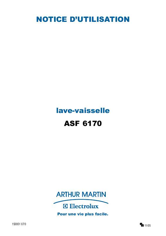 Guide utilisation ARTHUR MARTIN ASF 6170 & ASF6170 de la marque ARTHUR MARTIN