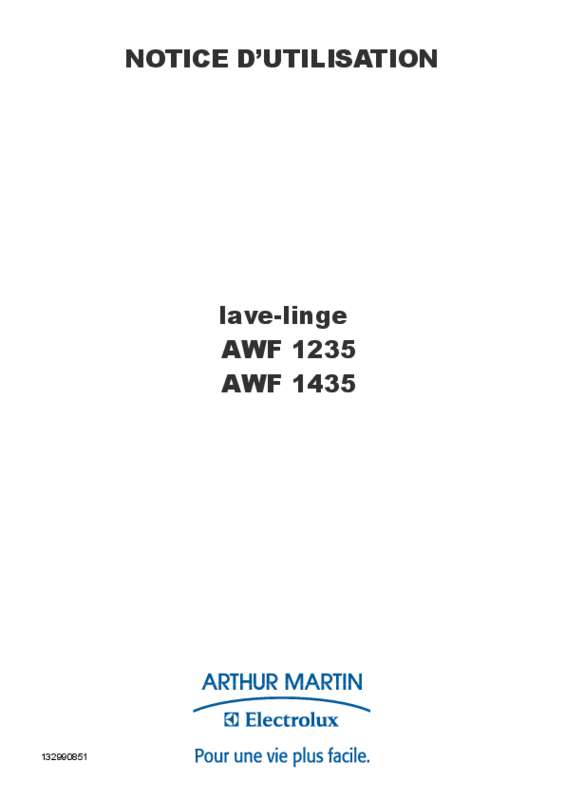 Guide utilisation ARTHUR MARTIN AWF 1235 de la marque ARTHUR MARTIN