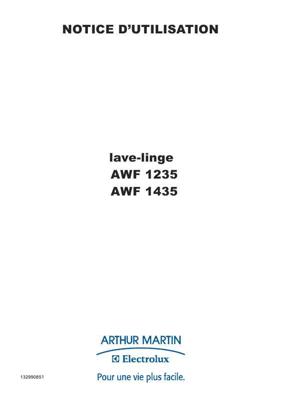 Guide utilisation ARTHUR MARTIN AWF 1235 & AWF1235 de la marque ARTHUR MARTIN