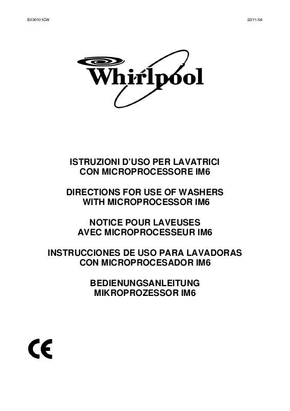 Guide utilisation WHIRLPOOL AGB 208/WP  - INSTRUCTION FOR USE de la marque WHIRLPOOL