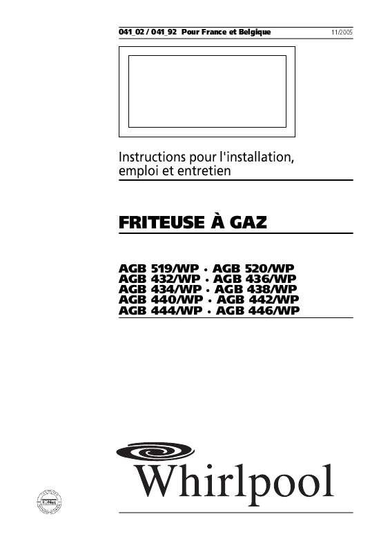 Guide utilisation WHIRLPOOL AGB 432/WP  - MODE D'EMPLOI de la marque WHIRLPOOL