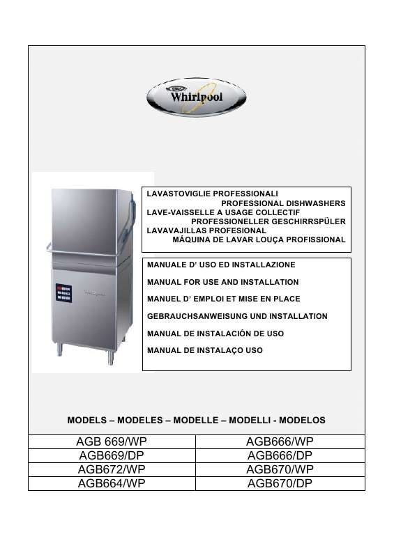 Guide utilisation WHIRLPOOL AGB 664/WP  - INSTRUCTION FOR USE de la marque WHIRLPOOL