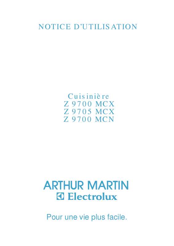 Guide utilisation ARTHUR MARTIN Z9700MCN  de la marque ARTHUR MARTIN