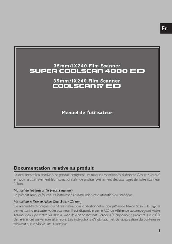 Guide utilisation NIKON 4000 ED & SUPER COOLSCAN 4000 ED  de la marque NIKON