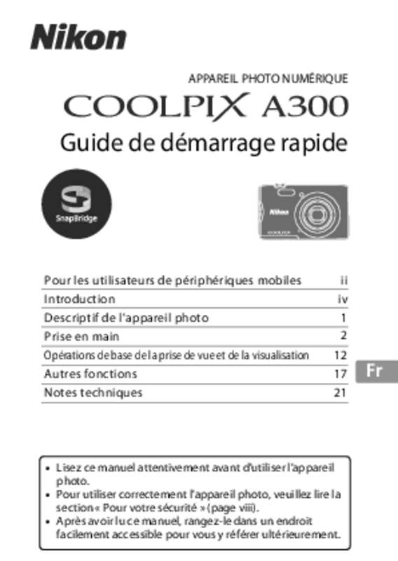 Guide utilisation NIKON COOLPIX A300  de la marque NIKON