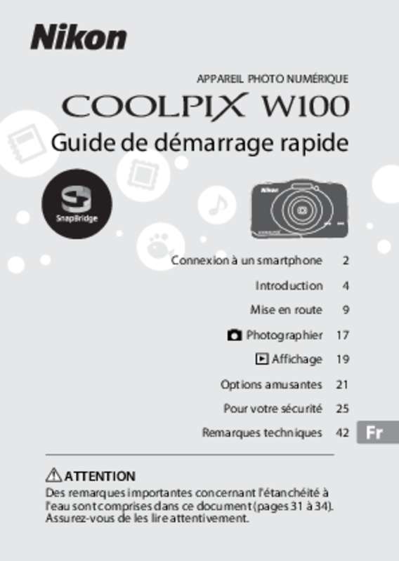 Guide utilisation NIKON COOLPIX W100  de la marque NIKON