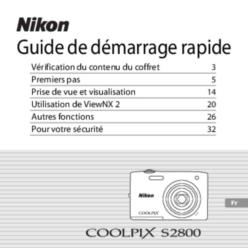 Guide utilisation NIKON S2800  de la marque NIKON