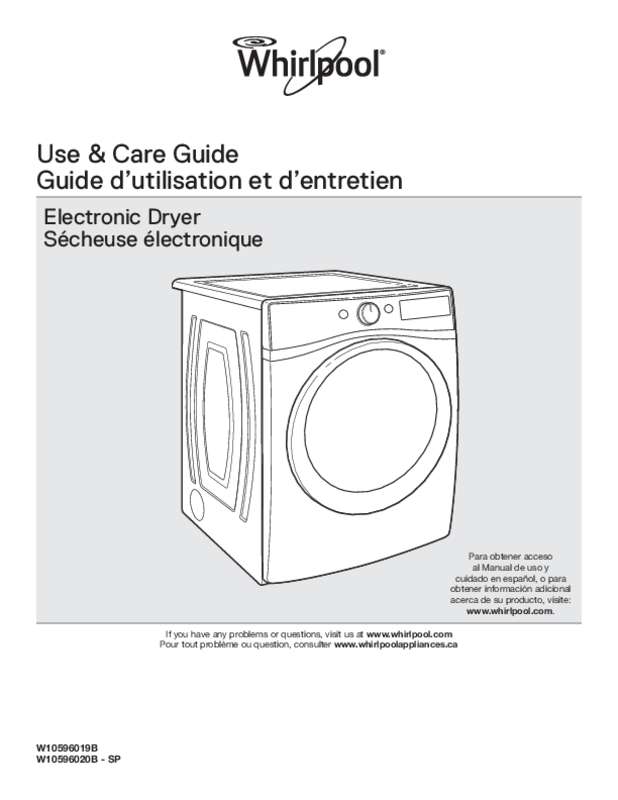Guide utilisation WHIRLPOOL WED71HEDW  - USE & CARE GUIDE de la marque WHIRLPOOL
