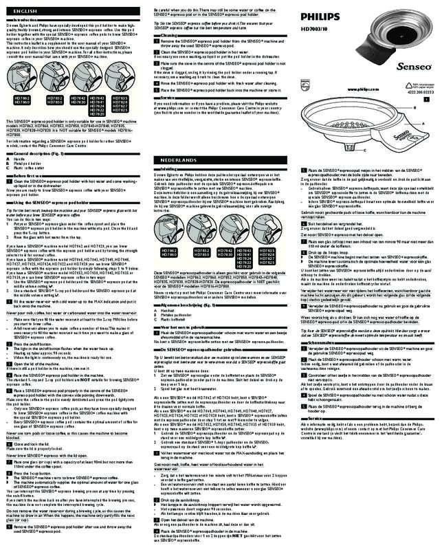 Guide utilisation PHILIPS HD7003/10 de la marque PHILIPS