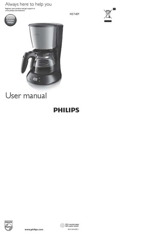 Guide utilisation PHILIPS HD7459/20 de la marque PHILIPS