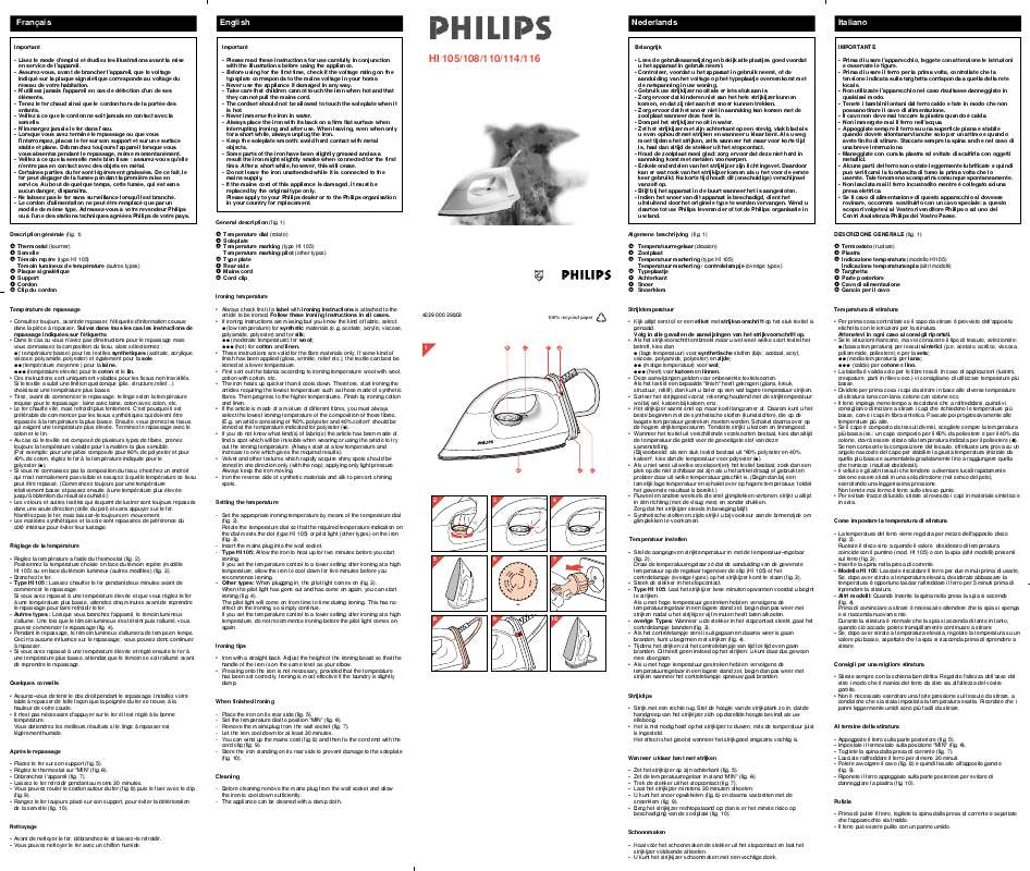 Guide utilisation PHILIPS HI108  de la marque PHILIPS