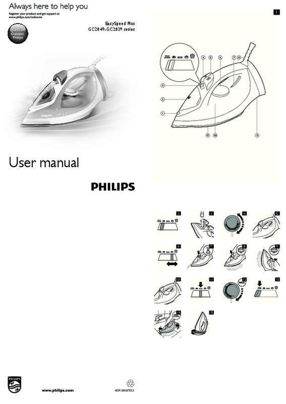Guide utilisation PHILIPS GC2047/20 EASYSPEED PLUS  de la marque PHILIPS