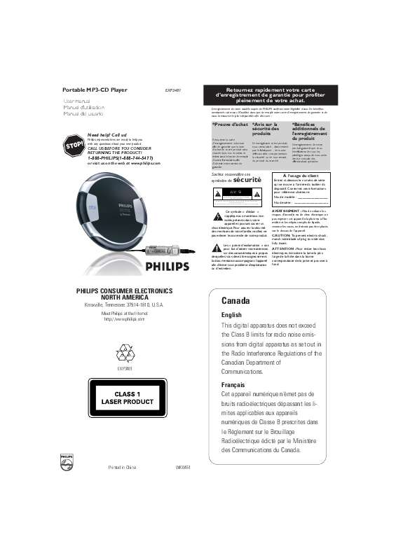 Guide utilisation PHILIPS EXP3481-07B  de la marque PHILIPS