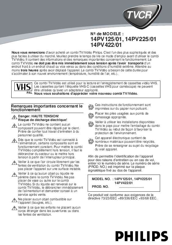 Guide utilisation PHILIPS 14PV225  de la marque PHILIPS