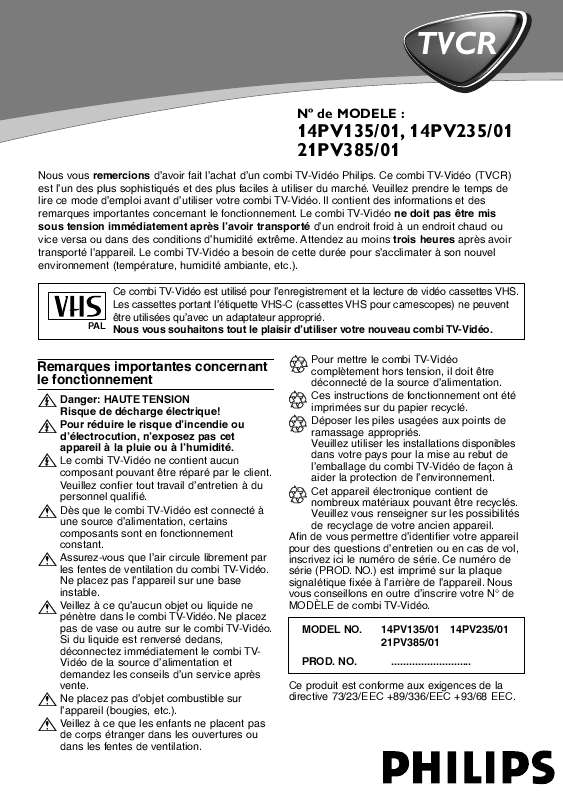 Guide utilisation PHILIPS 14PV235  de la marque PHILIPS