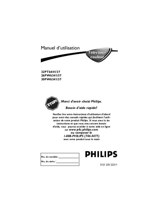 Guide utilisation PHILIPS 26PW6341  de la marque PHILIPS